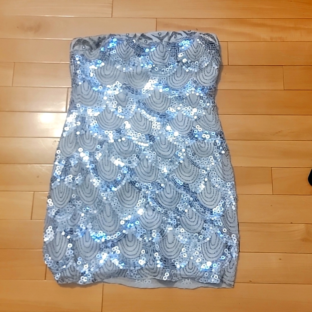 Strapless sequin dress